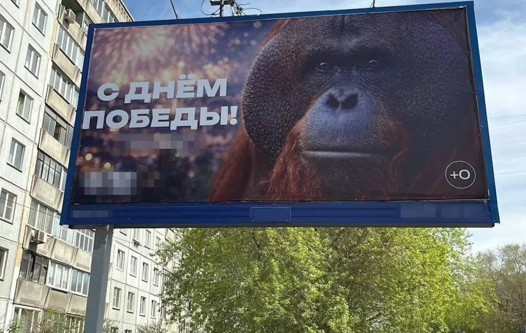 В РФ до Дня перемоги повісили банер з мавпою